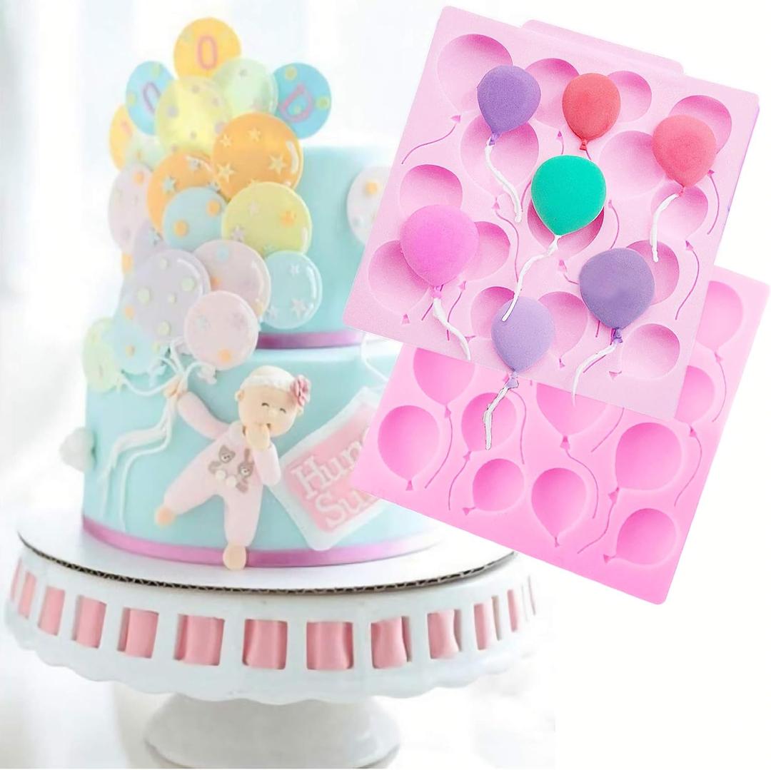 HengKe 2 Pieces Air Balloon Fondant Molds,Food Grade Safety Silicon Materials, Chocolate Candy Mold for Party Baby Shower Cake Decorating,Sugarcraft, Cupcake Topper,Pastry, Polymer Clay, Epoxy Resin