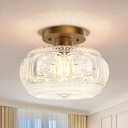Semi Flush Mount Ceiling Light, Globe Glass Ceiling Light Fixture, Gold Modern Lighting for Hallway Porch Corridor Kitchen Bedroom, Bulb Not Included (9.38 inch)
