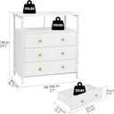 Edbuosy 3 Wooden Drawers Night Stand, 27 Inch Wide Nightstand with Charging Station and Adjustable Drawers, Small Dresser for Closet, Bedside Table for Living Room/Bedroom/Office, White.