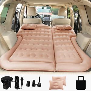 SAYGOGO SUV Air Mattress Camping Bed Cushion Pillow - Inflatable Thickened Car Air Bed Mattress with Air Pump Portable Sleeping Pad for Home Car Travel Camping Upgraded Version - Beige1