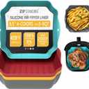 Silicone Air Fryer Liners Set OF 4, for 5-8QT Tray Baking Oven, 8.5 Reusable Square with Handles & Holes, Inserts, Accessories