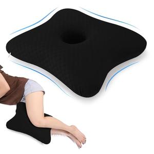 Leg & Knee Pillow for Side Sleepers - Upgraded Memory Foam Pillow Between Legs for Side Sleeping, Leg Pillow for Back, Hip, Sciatica Pain Relief, Side Sleeper Wedge Pillow (Black-no straps)