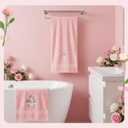 2 Pcs Pink Rose Hand Towels for Bathroom Decorative Rose Flower Bathroom Towels Embroidered 100% Cotton Spring Floral Hand Towels 13.4x29 Inch for Guest Room Valentine Gift (Pink,Rose)