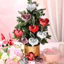 Sotiff 12 Pcs 4 Inch Large Valentine's Day Sequin Heart Ornaments Glitter Heart Ornaments Silver Pink Red Sparkly Hanging Decor for Xmas Valentine Wedding Holiday Party Decoration Supplies Gift