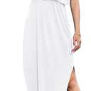 LILBETTER Women's Adjustable Strappy Split Summer Beach Casual Midi Dress (01 White) S