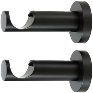 Ivilon Ceiling or Wall Mount Curtain Rod Brackets Holders for Curtain Rods of 7/8 and 1 Inch Diameter. Set of 2. Color Antique Black