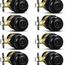 Plustool 8 Pack Matte Black Door Knobs, Privacy Door Knob with Lock, Interior Doorknobs with Round Ball, Keyless Door Lockset for Bedrooms Bathrooms