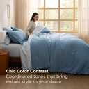 Bedsure Twin Comforter Set - 5 Pieces Grayish Blue Twin Bedding Set for All Seasons, Boho Contrasting Design Bed in a Bag with Comforter, Sheets, Pillowcase & Sham