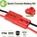 Spurtar 175A Battery Quick Connect/Disconnect, 1/0 AWG Wire Harness Plug, 12-36V Quick Connect Jumper Cables for Car ATV Lifts Motors Trailer Towing Winch, 4Pcs, Red
