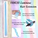 Luminous Hair Extension Kit with Tools Glow in the Dark Glitter Hair Tinsel for Women Neon UV Reactive Synthetic Hair Accessories for Christmas Halloween Party(48 Inch, 12 Colors, 3000 strands)