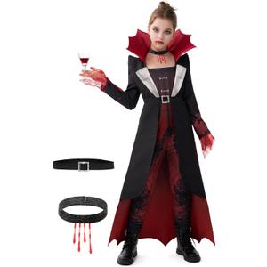 Spooktacular Creations Bloody Vampire Costume for Girls, Halloween Costume for Kids, Halloween Vampiress Role Play Dress (8-10 yrs)