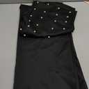 qfmqkpi Women Elegant Pearls Deep V Neck Wrap Bodycon Dress Back Zipper Pencil Midi Dress (XX-Large, Black)