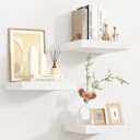Square Floating Shelves for Wall, 12"W x 12"D x 1.3"H, 3 Pack of Small Wall Mounted Engineered Wood Shelves with Invisible Brackets for Living Room Bedroom Bathroom Kitchen Decor and Storage, White