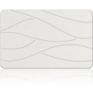 Stone Bath Mat Diatomaceous Earth Shower Mat Non-Slip Super Absorbent Diatomite Stone Bath Mats for Bathroom Floor Quick Drying Natural Easy to Clean(23.6''×15.4" White)