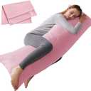 ELNIDO QUEEN Body Pillow with Pillowcase - Soft Long Bed Pillow for Adults - Breathable Full Body Pillow Insert for Sleeping, 20x54inches - Pink