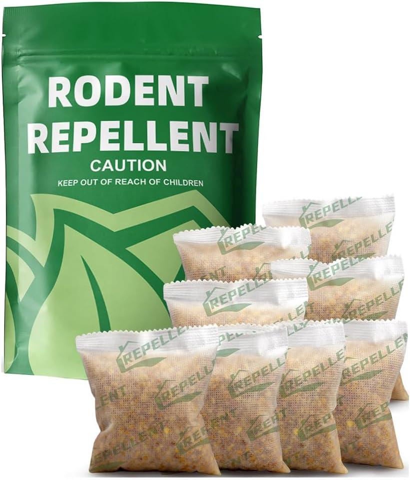 LAQDECDV Rodent Repellent, Mouse Repellent Pouches, Mice Repellent Indoor, Rat Repellant for House, Mice Deterrent, Keep Mice Away, Extra-Strength Peppermint Effective for 80 ft and 90 days-8P (1.5 Ounce (Pack of 8))