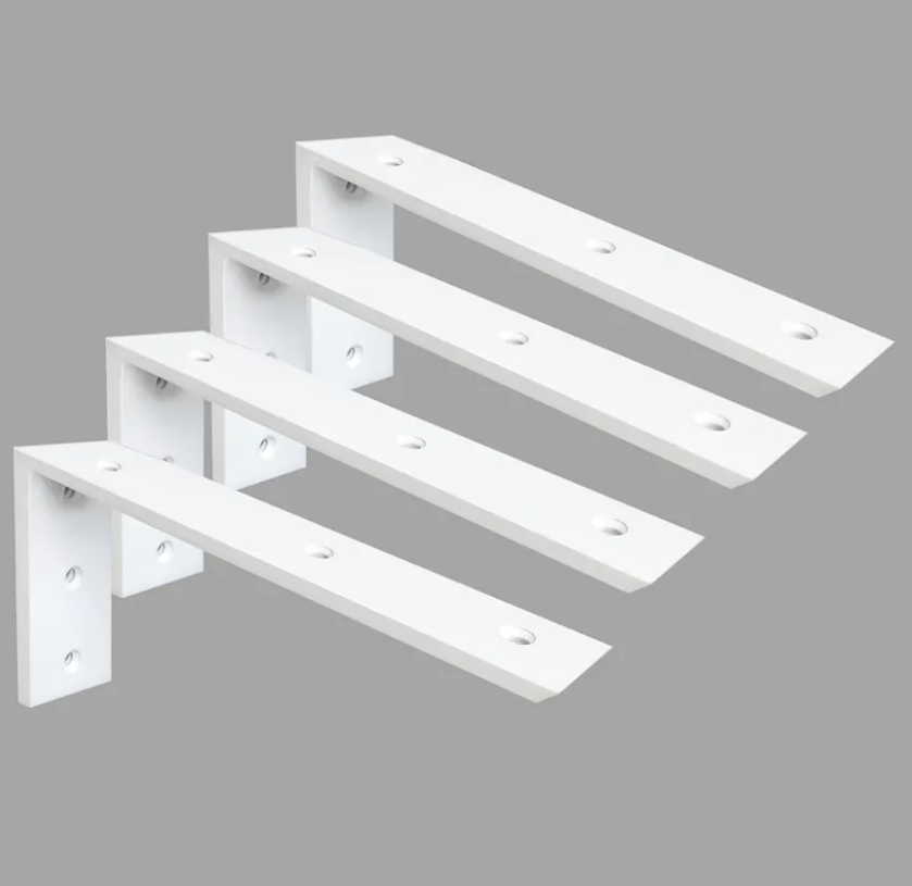 Heavy Duty Countertop Support Bracket 4 Pack - 16"x6"x2.5" White Granite Shelf L Bracket for Quartz/Granite/Wood/Concrete/Laminate Countertops