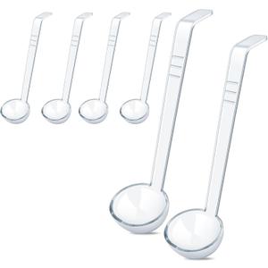 6 Pcs 1 Oz Small Ladle 7.87 Inches Mini Ladles for Serving Sauce, Soup, Dressing, Punch Bowl, Gravy, Cocktail, Fruit Juices  Clear Plastic Long Handle Ladles for Parties