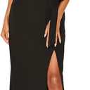 Happy Sailed Womens Formal Dress Batwing Sleeve Waist Belted High Slit Long Maxi Party Dresses Evening Gown (Small, Black)