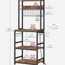 VASAGLE Bakers Rack with Power Outlet, Microwave Stand, Kitchen Tall Utility Storage Shelf, with Metal Wire Panel, 14 Hooks, 15.7 x 23.6 x 66.9 Inches, Rustic Brown and Ink Black UKKS037B01