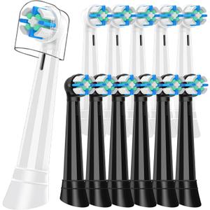 12 Pcs IO Replacement Heads Compatible with Oral B IO 2 3 4 5 6 7 8 9 10 Deep Clean Series, Brush Heads for Gum Care Compatible with Oral B IO (Black/White)