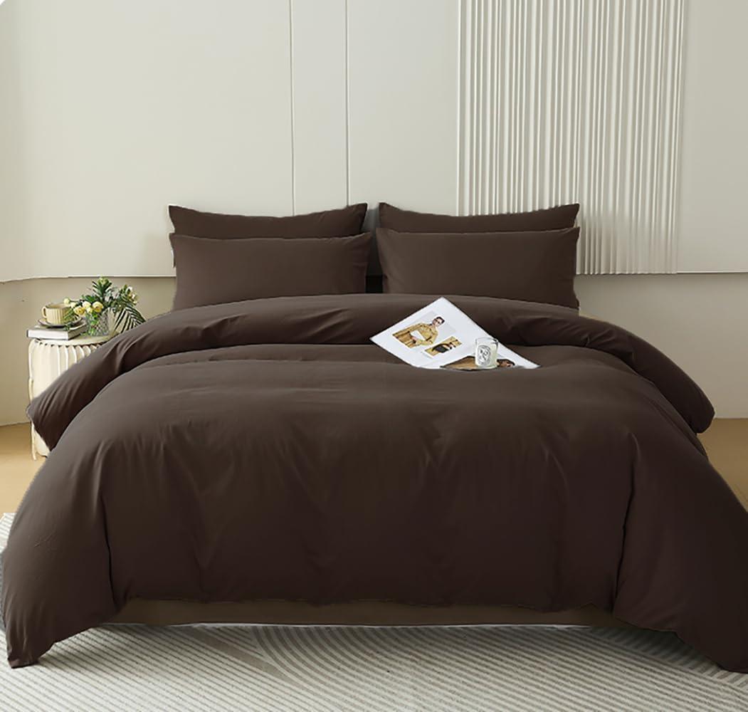 Houseri Brown Comforter Set - King Size Bedding Set - Mocha, Chestnut & Coffee Colored Comforter - Vintage Chocolate Colored Quilt