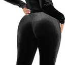 CLOCOR 2 Piece Outfits for Women Bodycon Long Sleeve High Neck Tracksuit Lounge Velour Legging Pants Jogger Set (Large, Black)