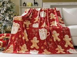 SmoothNovelty Gingerbread Man Christmas Throw Blanket for Adults 50 x 60 Inch Holiday Tree and Cookie Theme Flannel Blankets for Bedroom Couch Travel Home Decor Fuzzy Cozy Soft Warm Gifts(Brown)