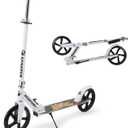 Scooter for Kids 8-12, Teens & Adults, Max Load 240 LBS, Foldable Kick Scooter with 8-inch Big Wheels, Kickstand, 3 Adjustable Levels, Rear Brake, White