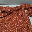 Dokotoo Fall Dresses for Women 2025 Beach Vacation Clothes Boho Smocked Square Neck 3/4 Sleeve Ruffle Bohemian Floral Printed Casual Empire Waist Mini Dress A-Line Short Dress Sundress Red Small