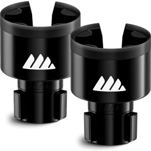 Integral Ultimate Expander Car Cup Holder - Adjustable Base - Expander & Organizer for Vehicles - Compatible with Coffee Mug, Yeti 14/24/36/46oz, Ramblers, Hydro Flasks 32/40oz, 3.4"-4.0" Bottles (2Pack, Black)