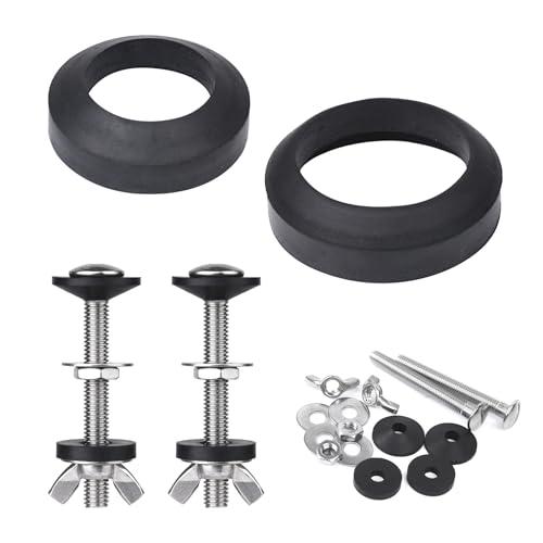 Toilet Tank to Bowl Bolt & Gasket Kit, 304 Stainless Steel Bolts, High-Density Foam Rubber Gasket, Compatible with 2-Inch and 3-Inch Seals, Easy Installation for Leak and Loose Connection Repairs