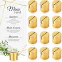 Affrolling 12 Pcs Gold Place Card Holders Wooden Table Number Holders Bulk Mini Cylinder Table Stand for Name Cards Photo Picture Menu Tag Display Wedding Birthday Party Banquet Restaurant