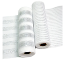 2 Rolls Decor Mesh Poly Ribbons 10 Inch x 30 Feet Each Roll Metallic Foil Mesh Ribbon Christmas Tree Decorative Mesh Silver and White Rolls for Xmas Wreaths,Swags and Home Decorating