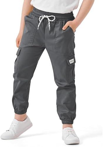 Boys Cargo Pants Kids Stretch Hiking Pants Elastic Waist Lightweight Joggers Size XS