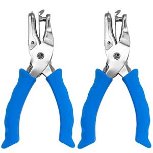 Paper Hole Puncher for Crafts, One Hole Punch with Blue Soft Grip Handle, Small Hole Punch for Kids and Adults, Handheld Circle Punch for Paper Crafts in Home, Office, Classroom 2 Pack