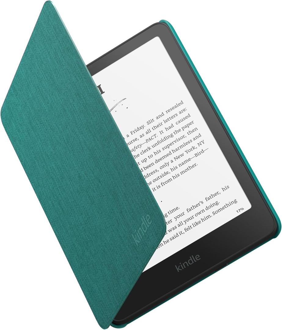 Amazon Kindle Paperwhite and Kindle Colorsoft Case, Lightweight and Water-Safe, Foldable Protective Cover - Fabric (Jade)