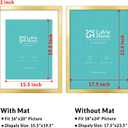 LaVie Home 18x24 Picture Frame Gold Poster Frame, Display Pictures 16x20 with Mat or 18x24 Without Mat, Stable and Sturdy Frame and Polished Plexiglass, Horizontal and Vertical Format of The Walls