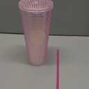 Studded Tumbler With Straw Tumblers With Lids And Straws Pink Tumbler With Straw Textured Cup BPA-Free Double-Wall Plastic Tumblers for Iced Coffee Cold Drinks or Water 24 Oz