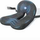 Seat Cushion for Truck Drivers, Memory Foam Truck Seat Cushion with L-Shaped Ergonomic Design, Lumbar Support & Tailbone Support for Long Driving, Semi Truck Accessories (Average Size, Dark Grey)