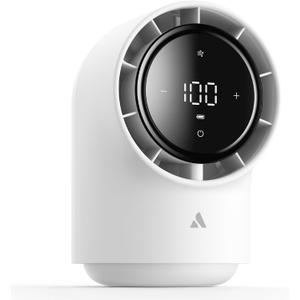 Aecooly Touch Control Desk Chic 01 Lite Fan, 100 Speeds Quiet Digital Display Small Table Fan, 4000mAh Battery Powered Desktop Fan for Bedroom, Bedside, Office, Travel -White