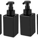 UUJOLY Foaming Soap Dispenser, 22oz Refillable Pump Bottle Plastic for Liquid Soap, Shampoo, Body Wash, 4 Pcs, Black