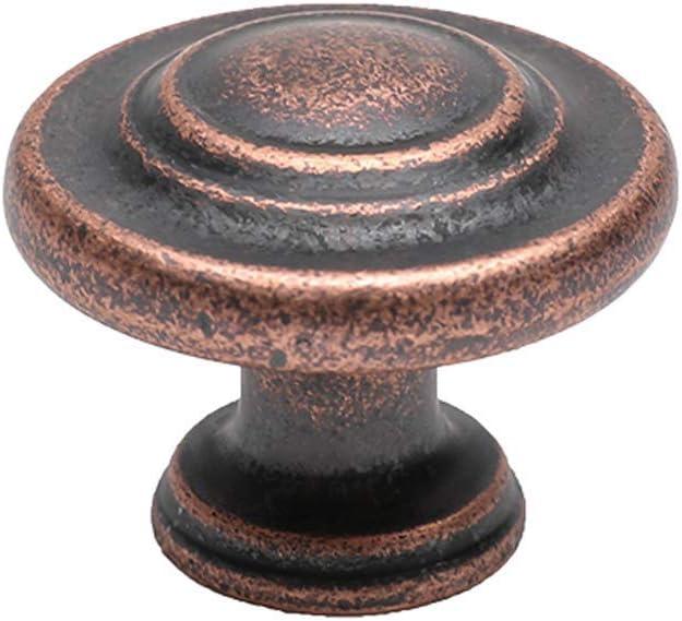 HARPOON Hardware Cabinet Drawer Knob 1-1/4 Inch,Straight Top Ring Cabinet Drawer Round Pulls, 10- Pack Antique Copper
