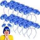 Jexine 12 Pcs Halloween Pompom Headband Hair Tinsel Hair Accessory Wrapped Ponytail Headwear Feather Headband for Women Cos(Blue)