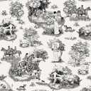 NuWallpaper x Rachel Antonoff Black The Chase Peel and Stick Wallpaper, RAS6263