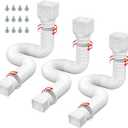 3 Pack white Rain Gutter Downspout Extensions Flexible,Drain Downspout Extender Connector 20"-68.8"Thickened Down spout Drain Extension for Rainwater Drainage