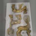 Lulu Home 3 PCS Christmas Tabletop Decorations, Resin Golden Reindeer Family Figurines with Diverse Postures, Xmas Holiday Winter Centerpieces Ornaments for Mantel Shelf Sill Decor(Peer(Textured))