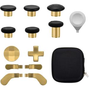 13 in 1 Metal Thumbsticks for Xbox One Elite Series 2, Elite Series 2 Controller Accessory Parts, Gaming Accessory Replacement, Metal Mod 6 Swap Joystick, 4 Paddles, 2 D-Pads, 1 Tool (Plating Gold)