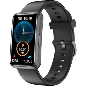 HUAKUA Fitness Tracker No Bluetooth No APP No Phone Needed, Fitness Watch for Men Women Parents IP68 Waterproof with Full Touch Screen Steps Calories Counter Sleep Tracker Alarm Clocks (Black)