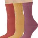 COTTON DAY Women's Combed Cotton Colored Fine Ribbed Trouser Dress Socks Beige Denim Blue Purple 3 Pack (9-11)